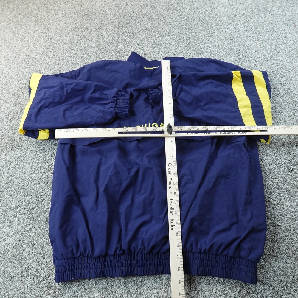 VTG Michigan Wolverines Jacket Mens L Blue NCAA Football Nike Pullover 1/4 Zip - Picture 9 of 14